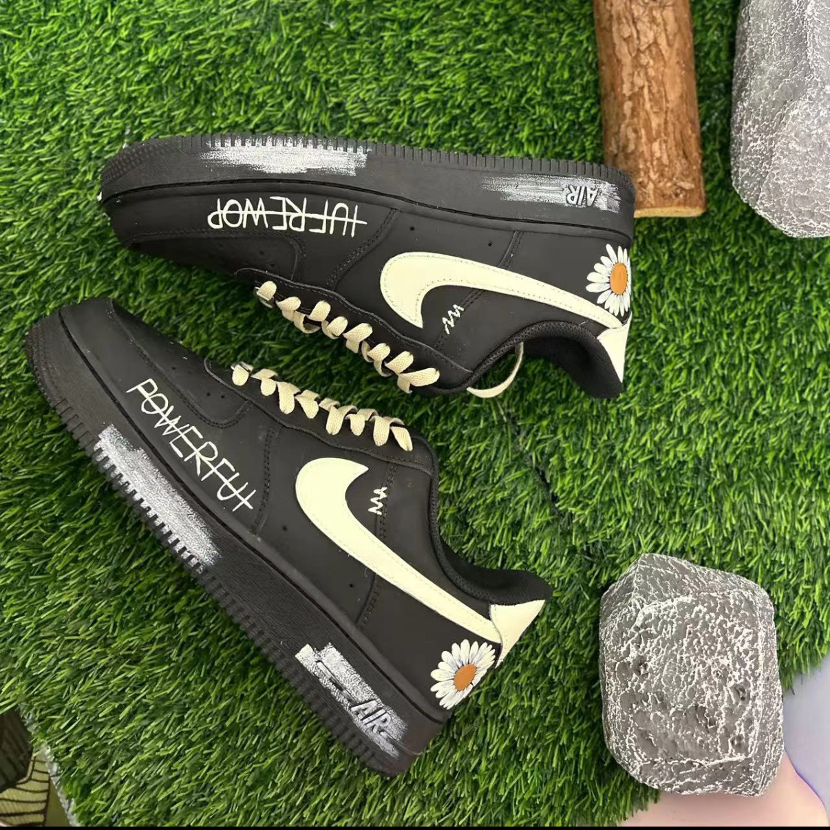 【定制球鞋】Nike Air Force 1涂鸦 黑武士  低帮 板鞋 黑白