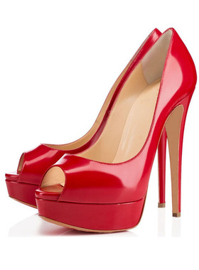 定制款 新品大码超高跟鞋漆皮鱼嘴CDTS反串时装模特细跟专用鞋