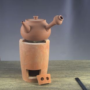 复古手工红泥炭炉煮茶炉小火炉烧炭烧水壶明火砂铫粗陶瓷陶壶炭炉