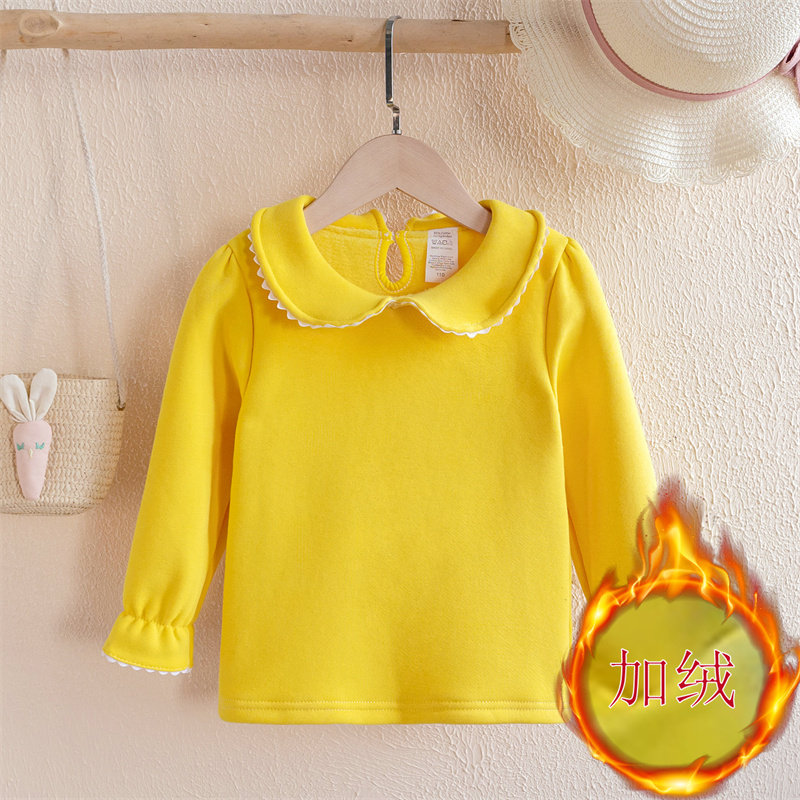 婴儿加绒女宝秋冬打底衫娃娃领儿童春秋内搭女童打底长袖保暖上衣