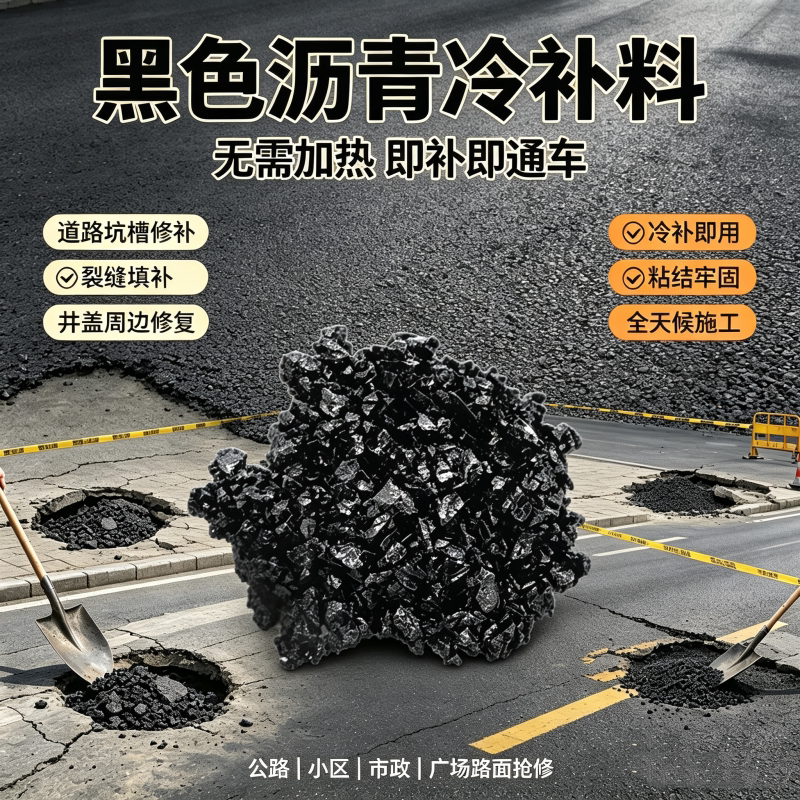 黑色沥青冷补料道路坑槽修补料市沥青