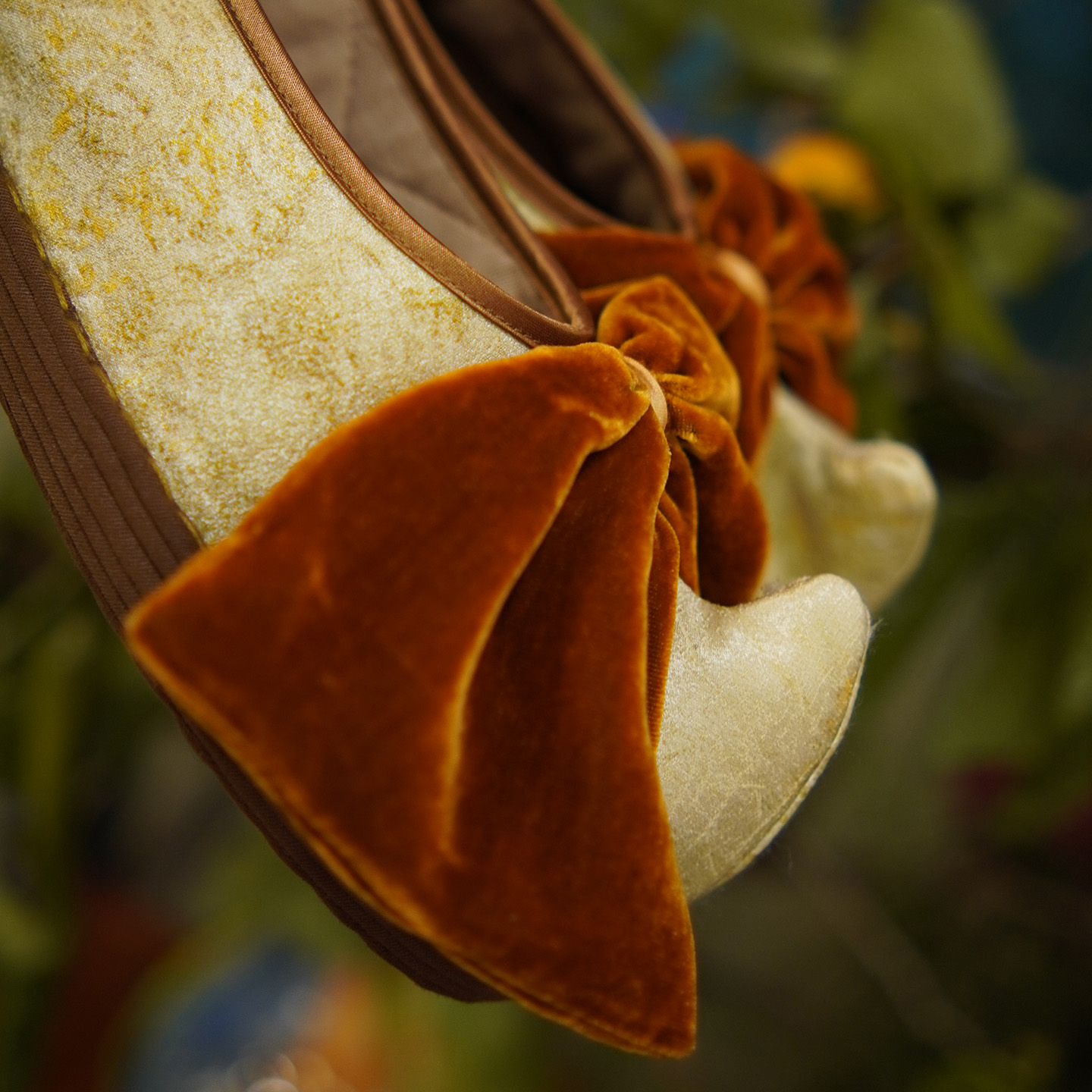 【秋冬薄棉】青囍翩橙蝶舞【温暖明亮古典韵味】手工千层纳底布鞋