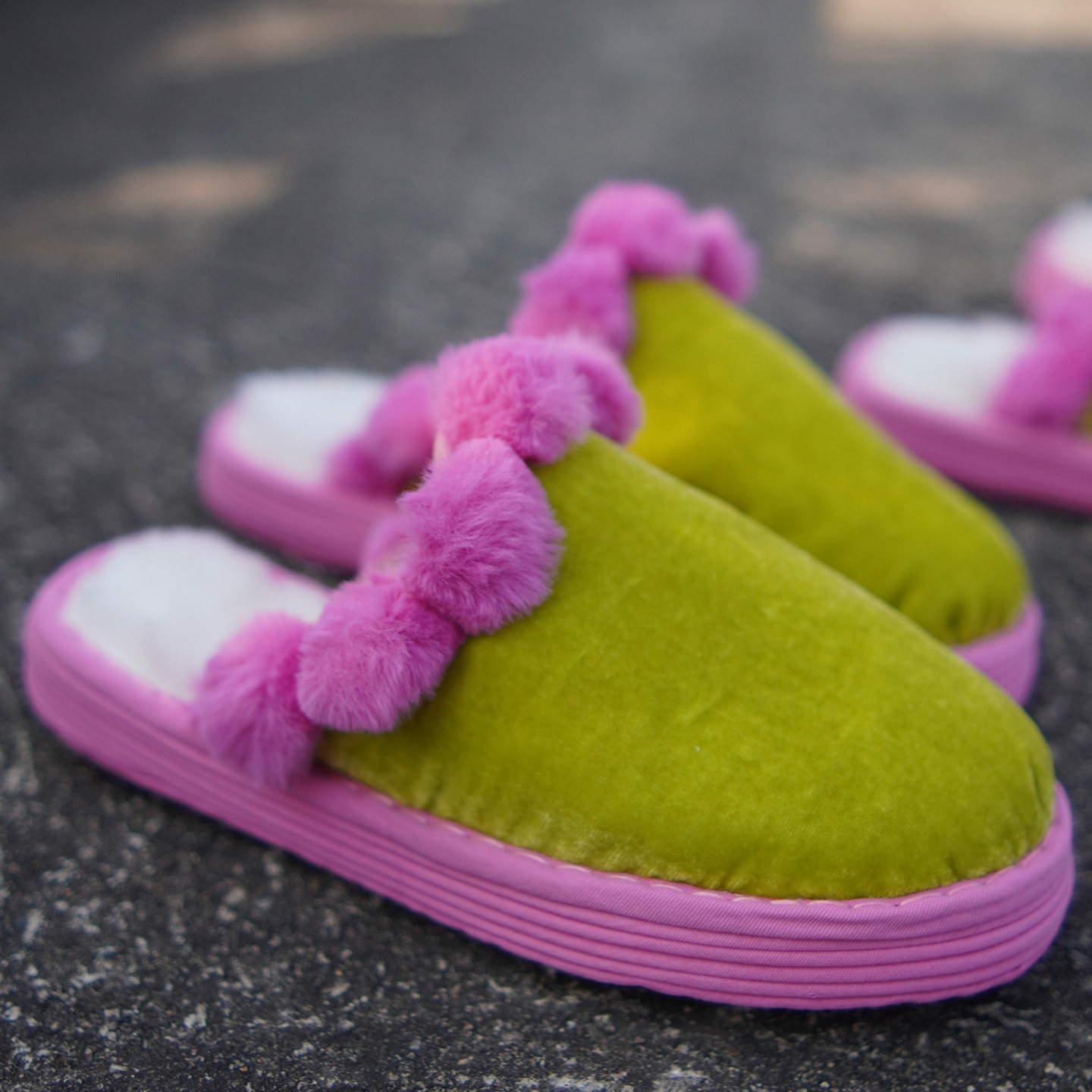 冬纯羊毛皮毛一体青囍绒绒青甸甸【慵懒浪漫】纯手工千层纳底拖鞋