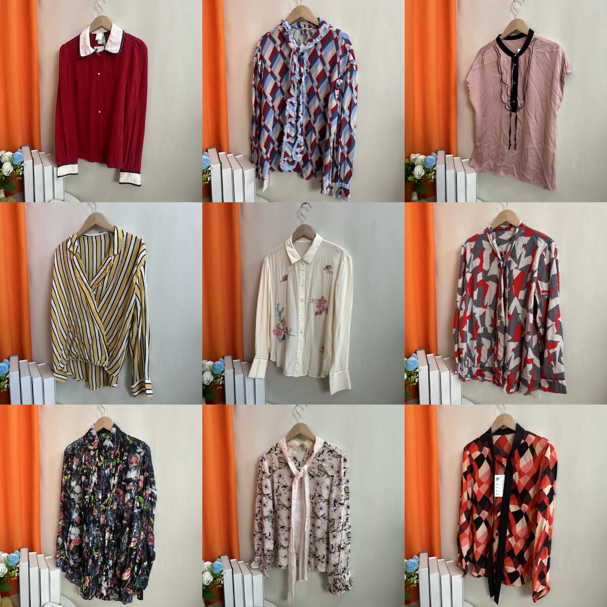 6古着vintage夏季柔软舒适轻透大气女上衣桑蚕丝真丝上装印花衬衫