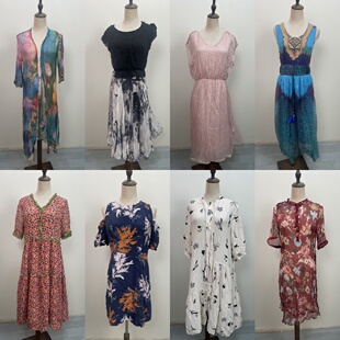 120古着vintage 女士轻盈柔软优雅碎花气质真丝连衣裙 桑蚕丝秋季