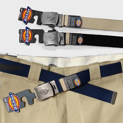 美版正品 Dickies帆布编织腰带男女潮牌工装裤皮带年轻人休闲裤带