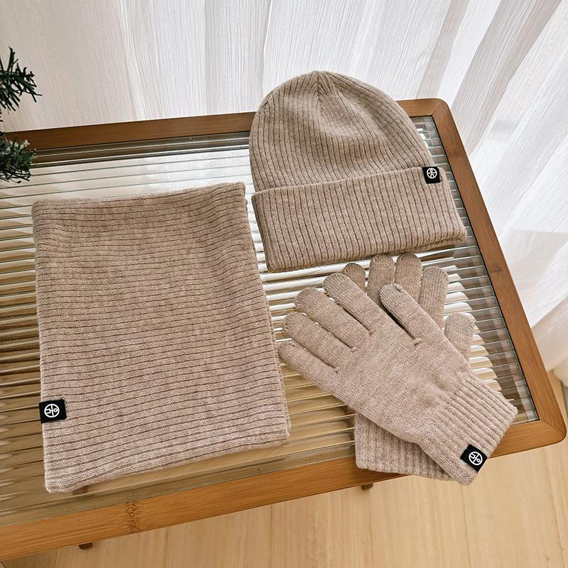 冬季保暖毛线帽子围巾手套三件套