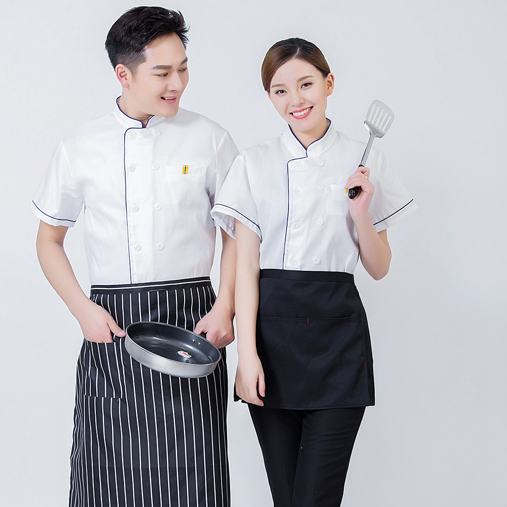 厨师服短袖夏季餐厅饭店工衣厨房后厨食堂男女厨师工作服长袖餐饮