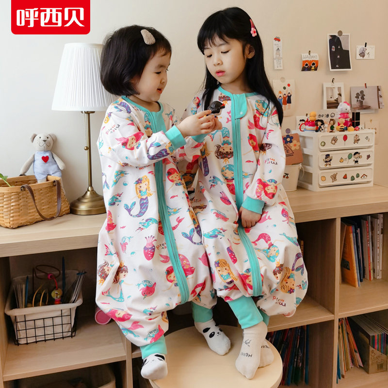 呼西贝薄款防踢被宝宝分腿睡袋春夏四季薄款人鱼公四季通用