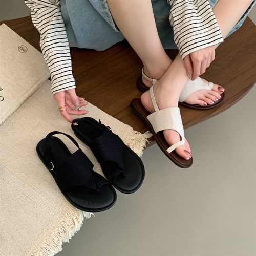 韩版设计感套趾罗马凉鞋女