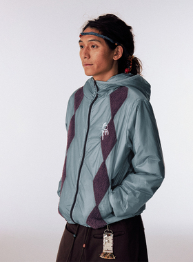 CONP 26AW 半透感棱形格拼接棉服