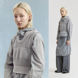 CONP 23SS Subtle Silver Vest 金属针织网孔紧身背心 小众高街