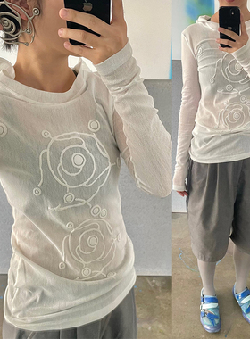 CONP 23AW Voetex Slim Sweater 漩涡工艺半透网纱连帽内搭