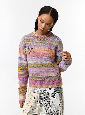 CONP 24AW 渐变梯田彩色挂件毛衣 洋气松弛感针织上衣圆领