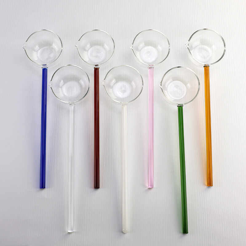 网红玻璃勺子长柄彩色把手耐热煮茶长勺热油勺尖嘴家用酒水勺透明,餐饮具,咖啡勺,淘宝优惠券,粉丝福利购,淘宝优惠卷