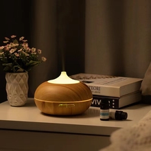 香薰机木纹精油灯自动喷香家用房间卧室小众高级床头桌面加湿器