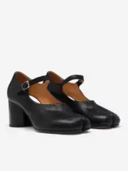 6cm High-Heeled Sheepskin Pig's Trotter Shoes Mary Jane Chunky Heel Tabi Split-Toe Shoes Horseshoe Pig's Trotter Shoes Sheep's Trotter Shallow Mouth Single Shoes