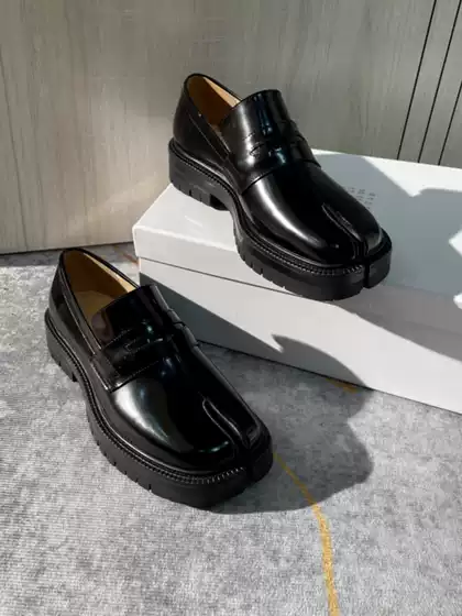Size 45-46 Genuine Leather Pig's Hoof Shoes, Loafers, Thick-Soled Tabi Split-Toe Shoes, Unisex Shoes