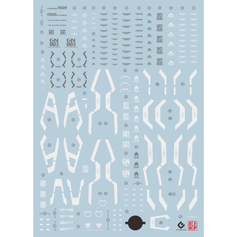 EVO贴纸 MG1/100主天使荧光水贴 GN-003 高达模型细节水贴纸MG212