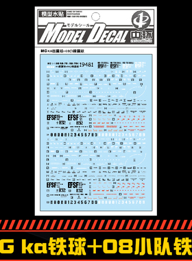 中环MG ka铁球+08小队铁球水贴 MG1/100 RB79K  模型水贴纸19481