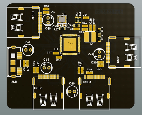 GL3523 USB HUB电路设计原理图PCB USB3.1 USB3 HUB电路图PCB