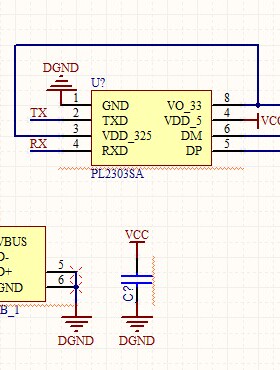 PL2303SA原理图 USB转串口TTL USB转232 MAX232 pl2303sa USB串口