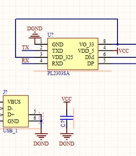 PL2303SA原理图 USB转串口TTL USB转232 MAX232 pl2303sa USB串口