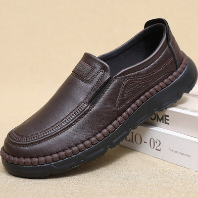 春秋新款老北京布鞋男单鞋透气商务休闲男鞋软底防滑中老年爸爸鞋