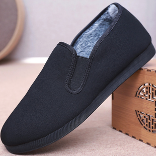 冬款老北京布鞋男棉鞋加绒保暖爸爸二棉鞋防滑底酒店厨师工作男鞋