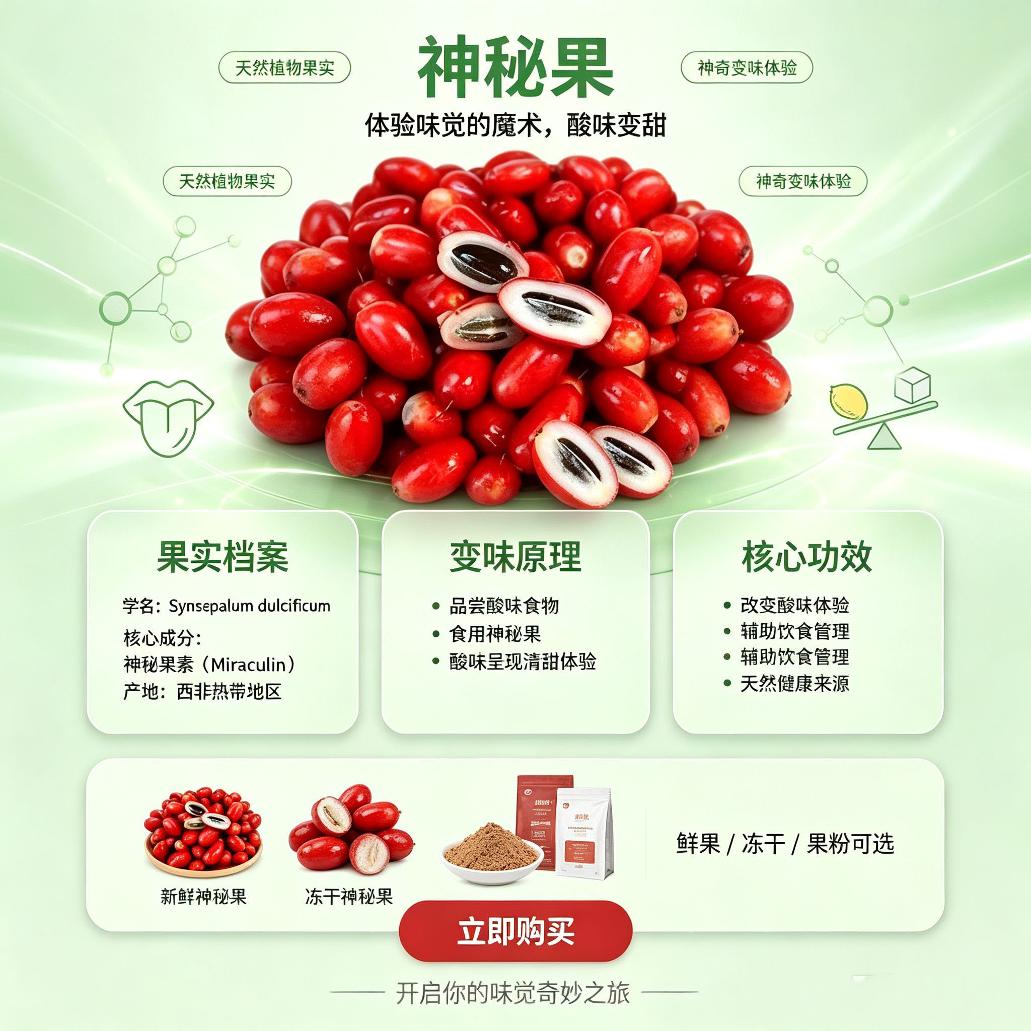 神秘果鲜果果干奇迹果果神奇改变味觉酸变甜变味果MIRACLE BERRY