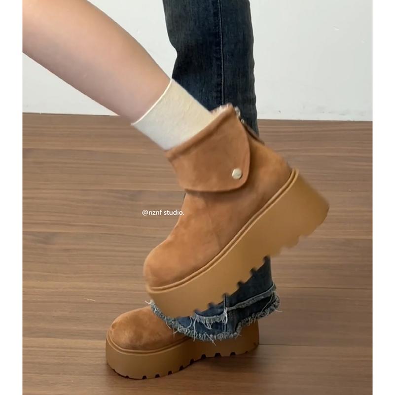 保暖增高厚底雪地靴女款冬季勃肯加绒加厚棉鞋子