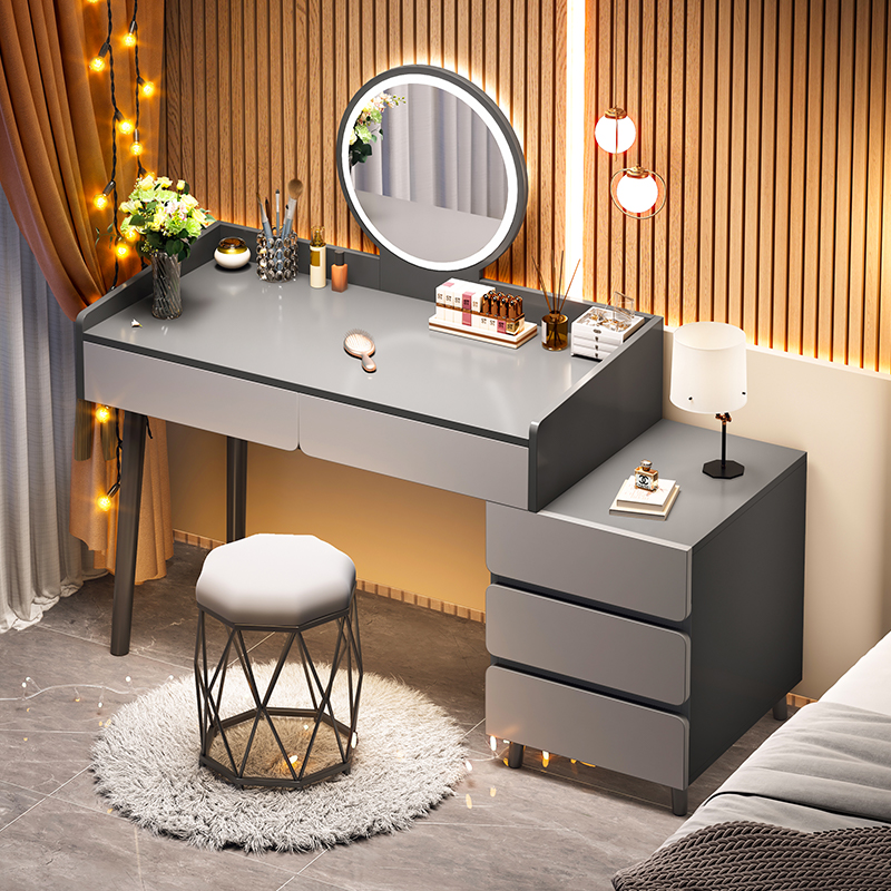 化妆台床头柜一体置物架