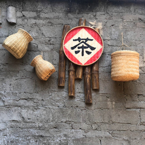 茶篓茶桶茶馆茶室普洱茶实物挂件