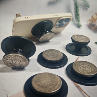 铜制复古小众卡扣可替换magsafe磁吸式气囊支架手机壳可拆卸伸缩