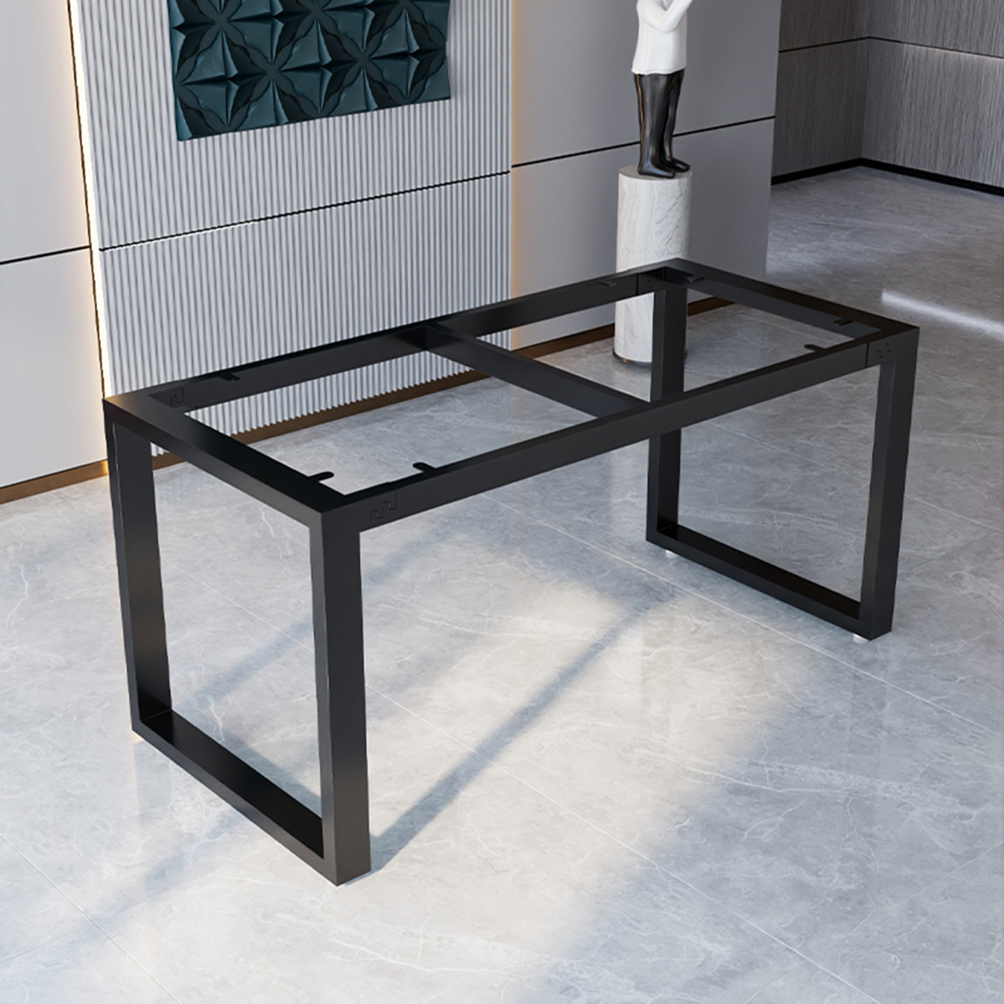 简约办公桌腿支架岩板大理石餐桌腿底座书桌茶台茶几铁艺大板桌脚