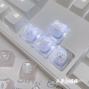 个性无畏契约键帽透光透明键帽捷风暮蝶贤者适用轴体 mao高度键帽