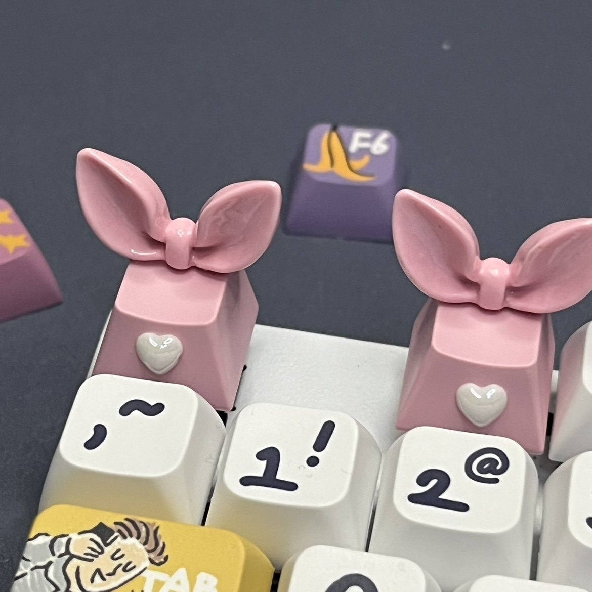 创意定制蝴蝶结键帽兔耳朵透光 R4十字轴游戏粉色机械键盘键帽,电脑硬件/显示器/电脑周边,键帽,淘宝优惠券,粉丝福利购,淘宝优惠卷
