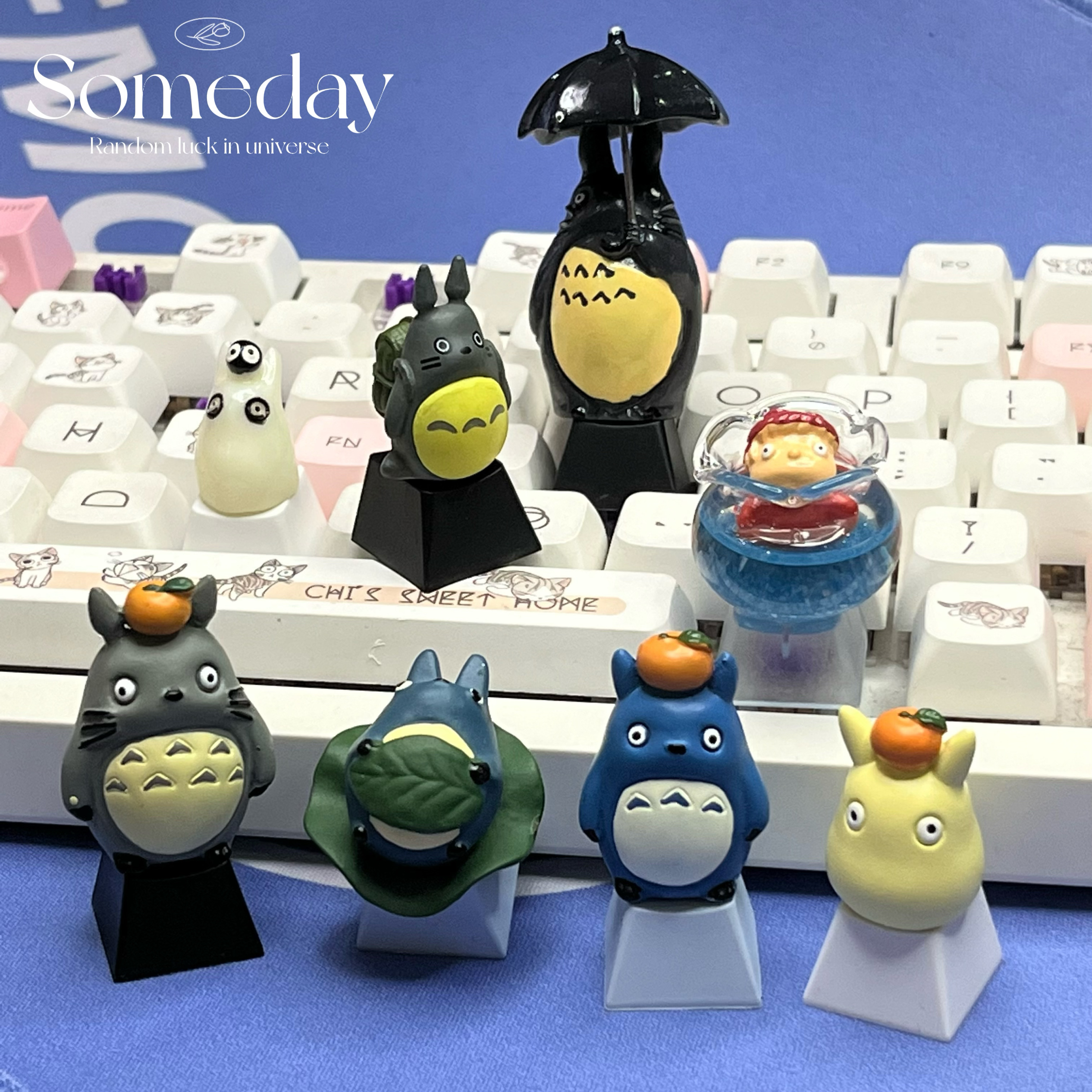 个性卡通动漫宫崎骏猫键帽可爱透光煤球金桔猫机械键盘键帽