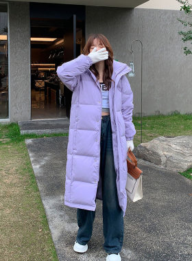 防水长款脱卸帽羽绒服