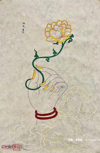 西藏唐卡拈花佛手纯手绘挂画藏纸