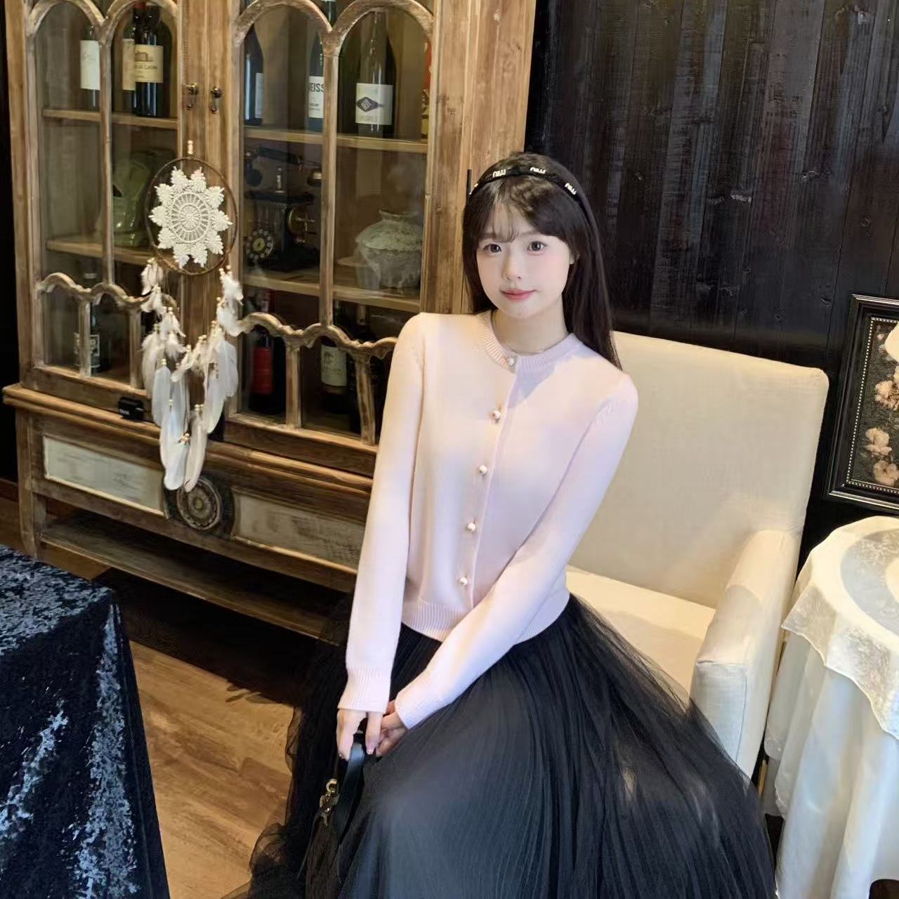 初恋樱花粉baby羊绒开衫