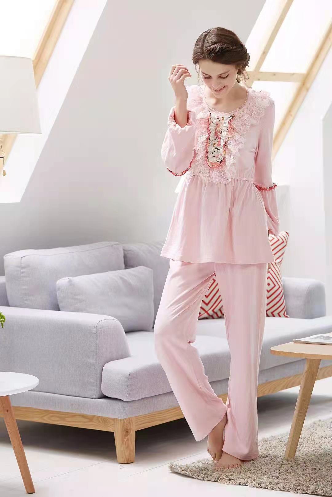 公主风睡衣婴儿纯棉家居服女套装春秋款女士甜美淑女睡衣两件套
