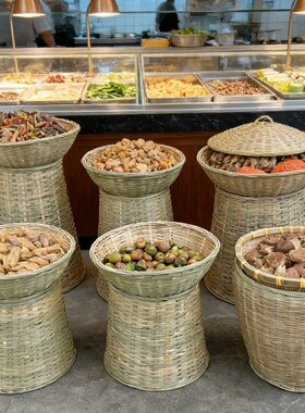 竹编大竹筐大竹篓杂物垃圾收纳篓酒店储物篮回收篮超市摆设篮子