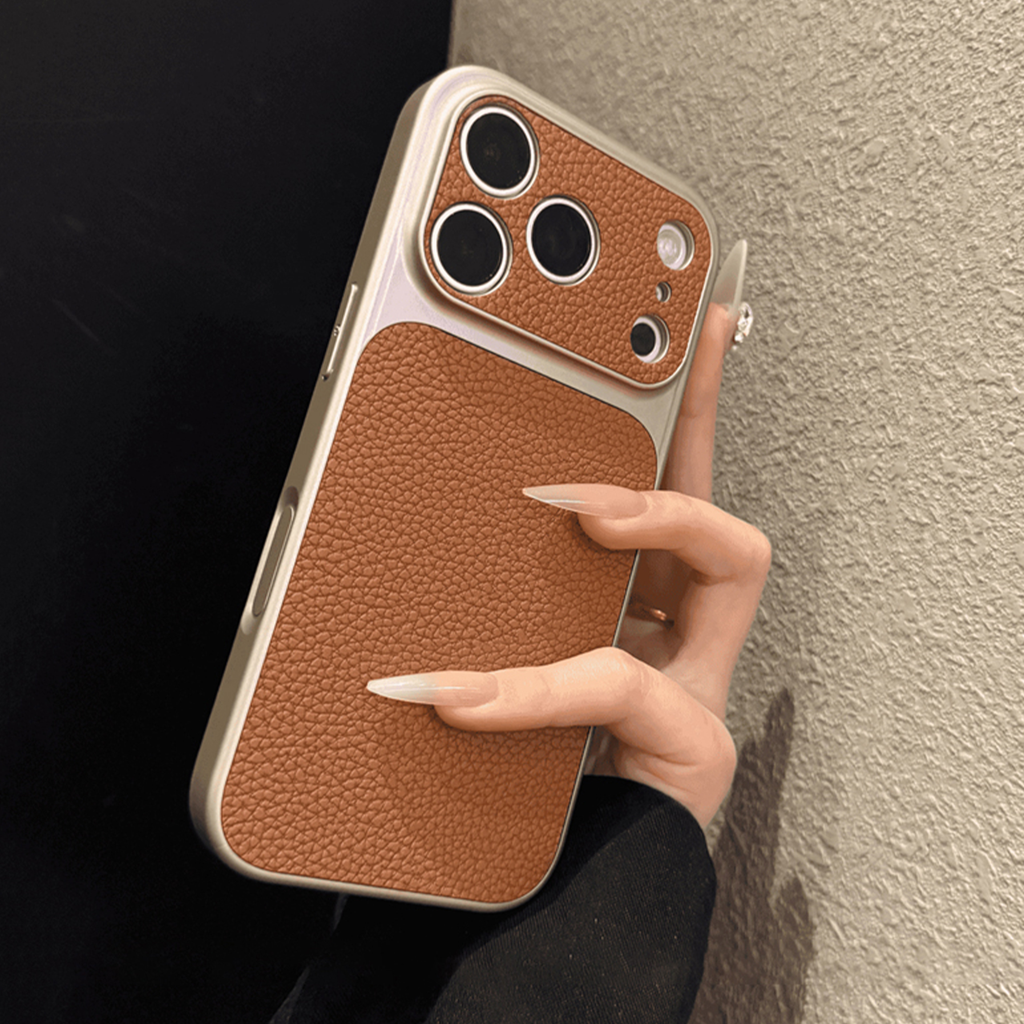 ins高级秒变17荔枝纹适用苹果17promax手机壳磨砂新款i