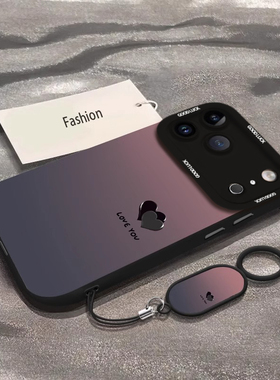 渐变爱心适用iphone17promax手机壳彩绘新款苹果16pro网红超火爆款15小众高级感14硅胶女款13简约防摔保护套
