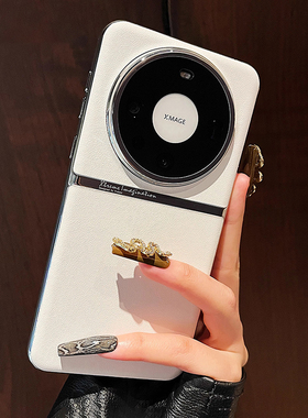 适用华为mate80pro手机壳轻奢电镀素皮mate70pro自带镜头膜情侣高级感mate60pro男女款简约防摔保护套mt70