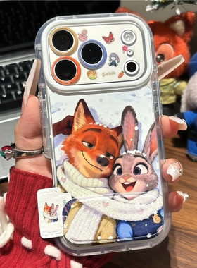 适用苹果17promax手机壳卡通彩绘新款iphone16pro可爱朱迪尼克15pm情侣高级感14疯狂动物城13硅胶防摔保护套