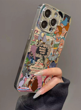 适用苹果17promax手机壳小羊皮可爱复古矮人iphone16pro电镀新款彩绘15PM卡通14网红男女13创意17p防摔保护套