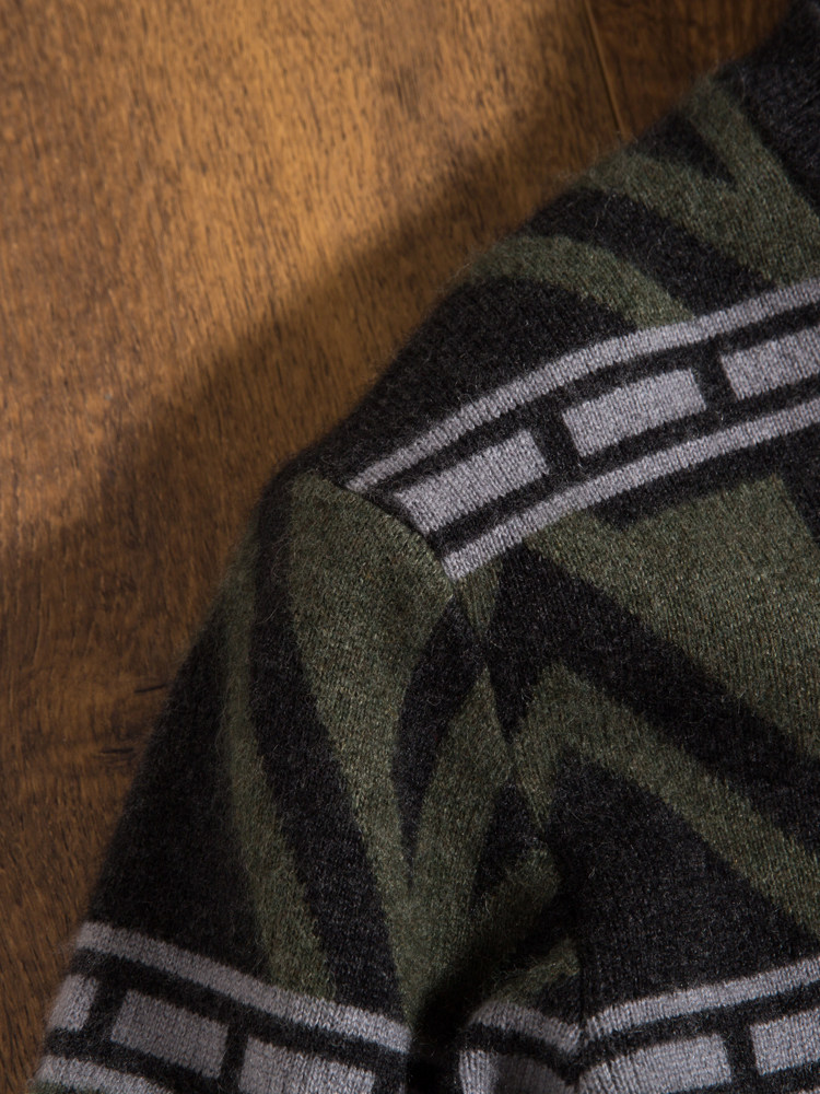 겨울 따뜻한 하이 엔드 비즈니스 캐주얼 풀오버 남성용 물떼새 격자 무늬 스웨터 남성용 긴팔 프리미엄 라운드 넥 캐시미어 스웨터 두꺼운