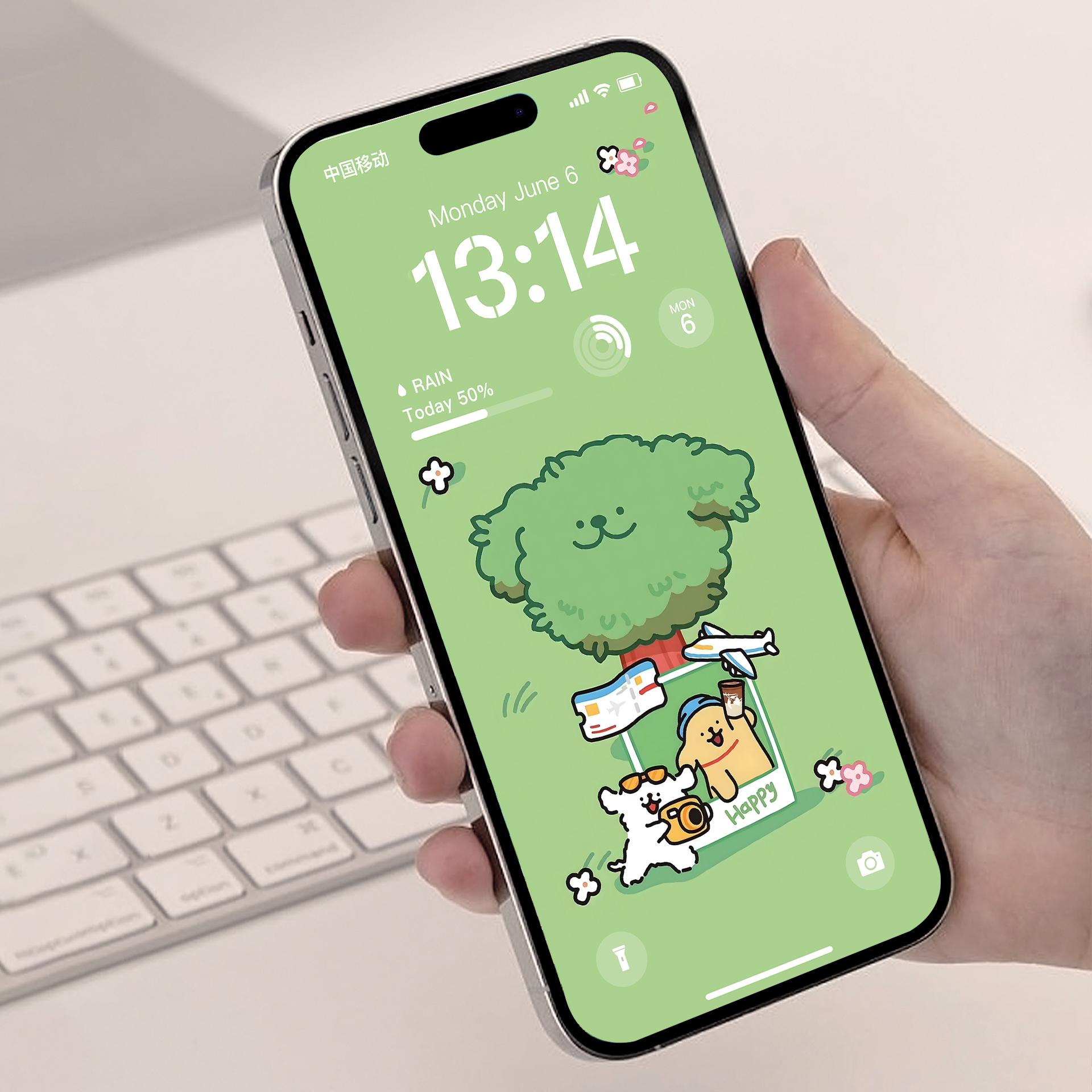 线条小狗春天绿色春游打卡草地iphone手机壁纸4k主题高清图片57